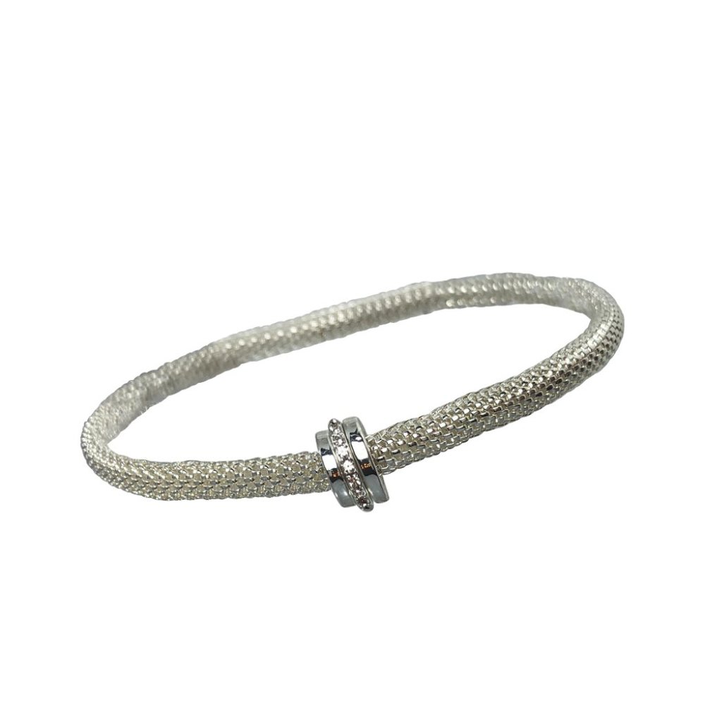 Mesh Chain Stretch Silver w/Clear Crystals - Picture 4 of 4